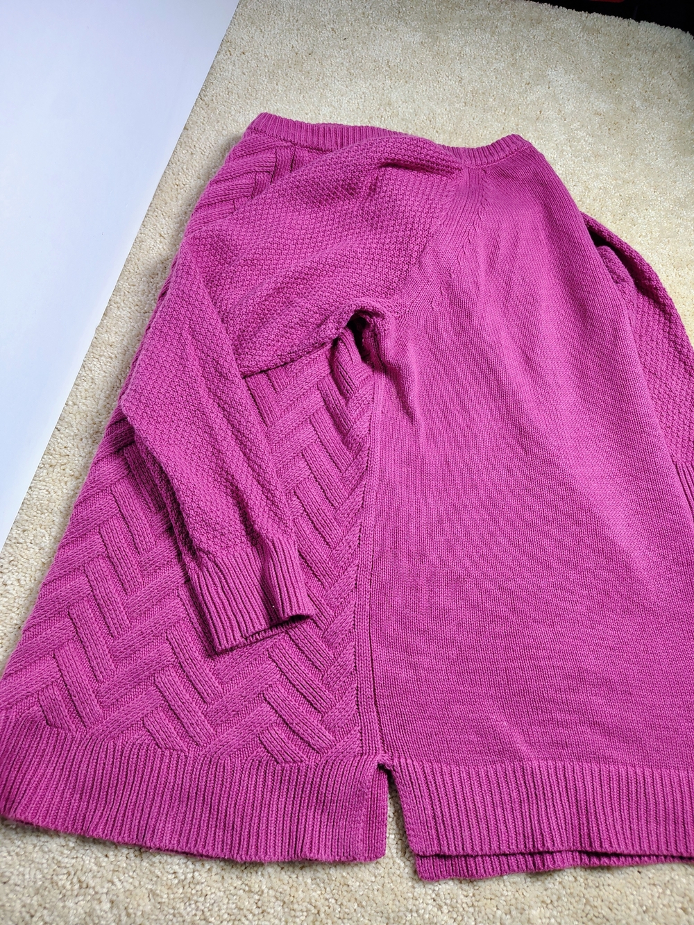 Cozy Women's Magenta Crewneck Cable Sweater